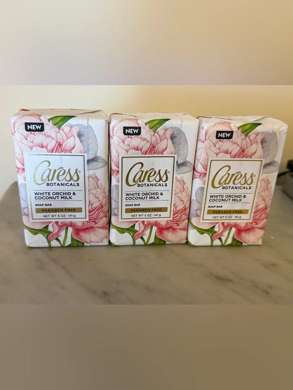 Caress Botanicals White Orchid & Coconut Milk Soap Bar Lot of 3 Discontinued